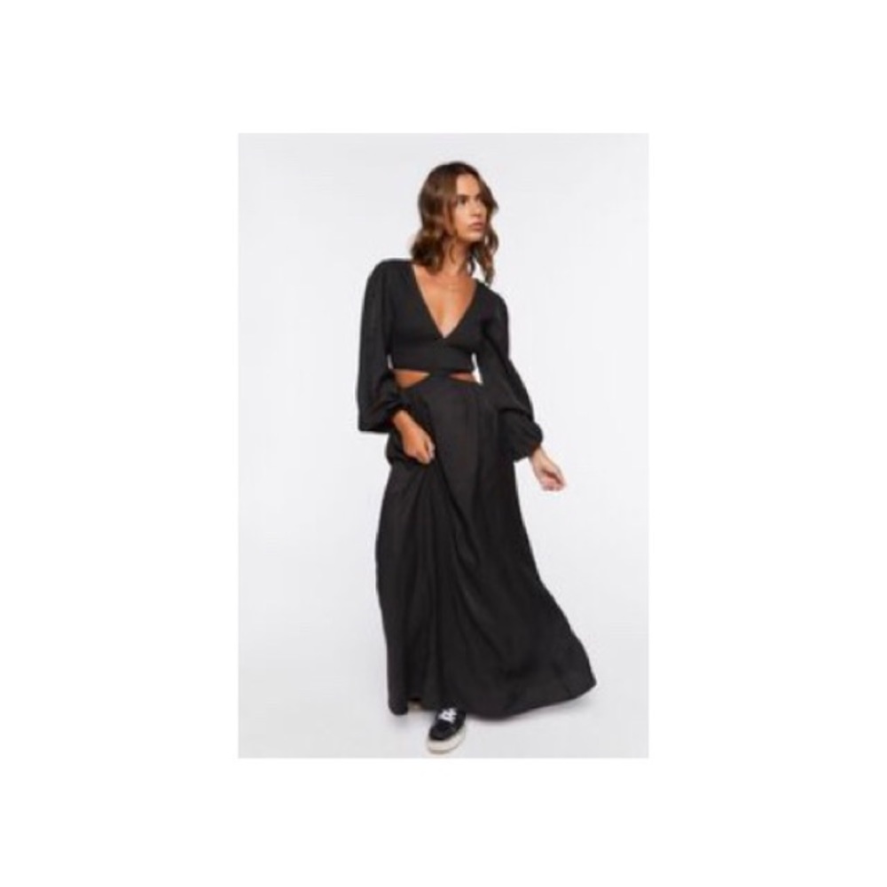 Forever21 Balloon-Sleeve Cutout Maxi-Dress